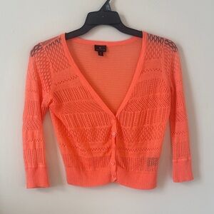 Women's Worthington Orange V-Neck Trendy Cardigan Sweater